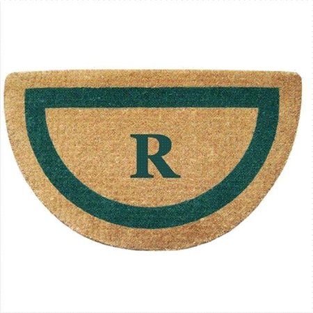 NEDIA HOME Nedia Home 02057R Single Picture - Green Frame 22 x 36 In. Half Round Heavy Duty Coir Doormat - Monogrammed R O2057R